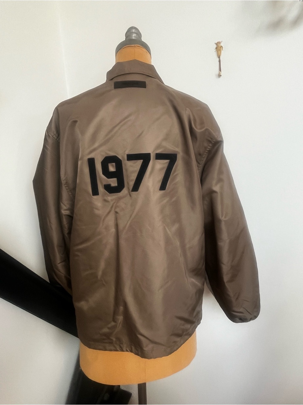Essentials Brown Bomber Jacket with Black '1977' Back Graphic